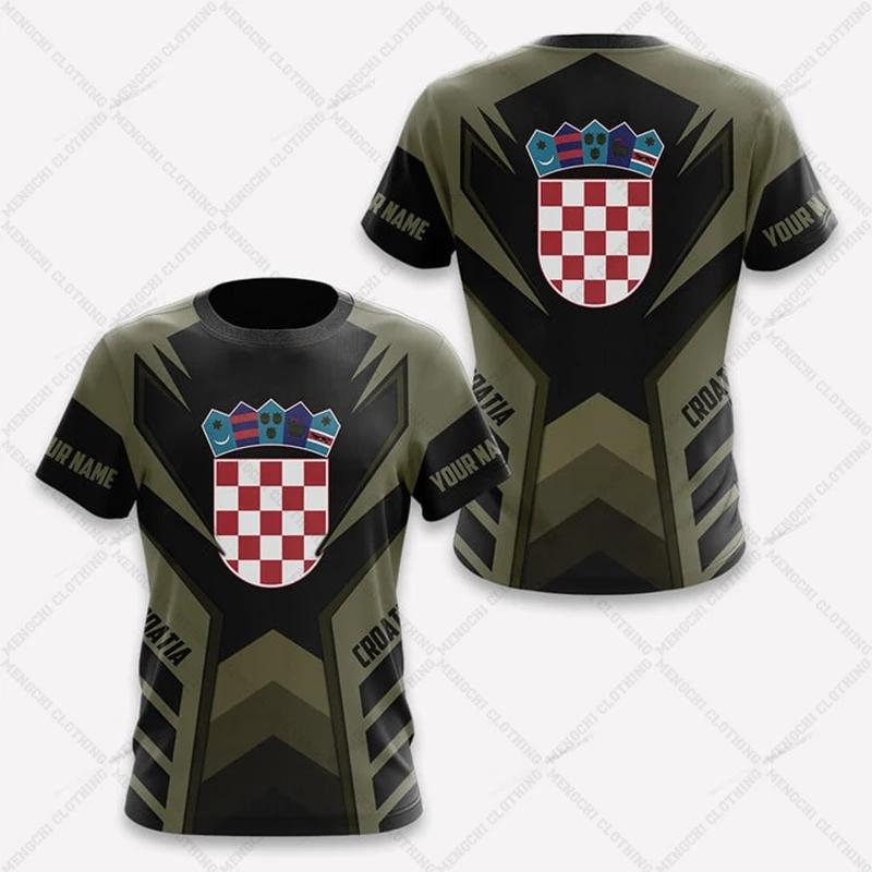 Футболки по индивидуальному заказу с эмблемой Хорватии и черепом, летние повседневные футболки для мужчин, женщин и детей, уличная одежда большого размера, топы с короткими рукавами