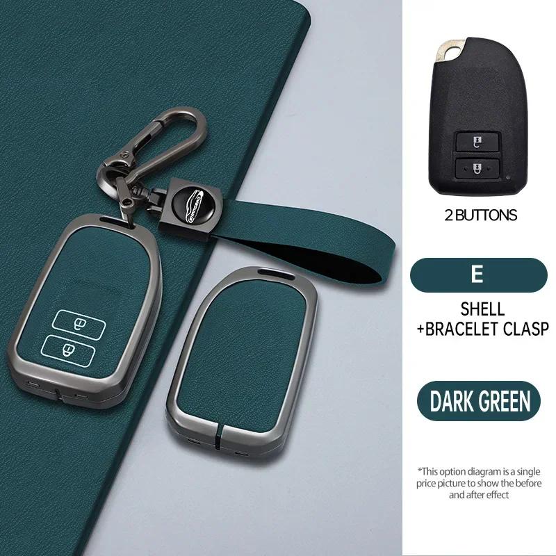 Stylish Zinc Alloy + Leather 2 3 Button Car Key Case for S0 Prado Yaris Vios Previa Protective Case Keyless Car Accessories JH0