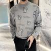 Напечатанный свитер осень-зима мужской весна-осень корейский новый круглый вырез свободный топ шикарный стиль Гонконг модный