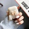 Различные милые медведи в форме сердца, галстук-бабочка, бежевый чехол для Airpods 4, чехол для наушников для AirPods Pro 2-го 3 1 2, зарядный кейс для наушников, брелок, ремешок