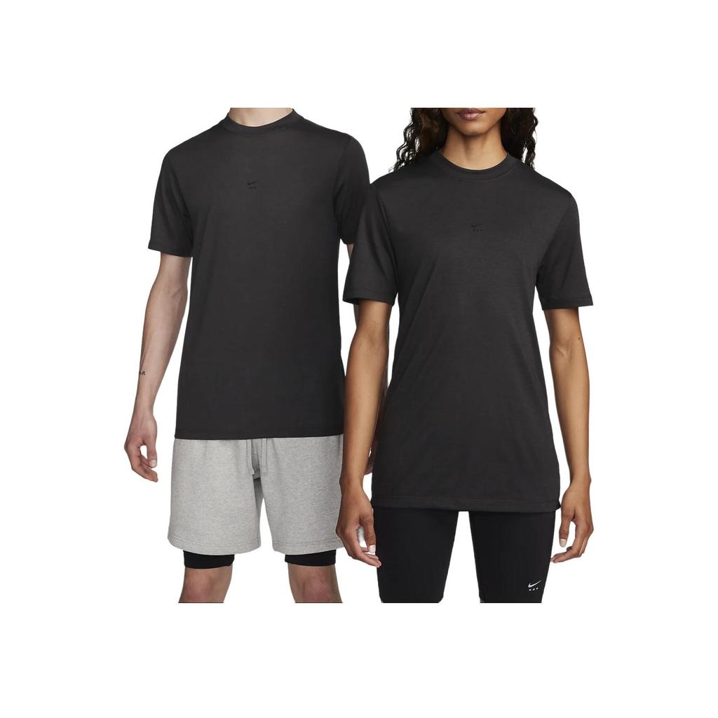 Nike X 1017 Alyx 9SM Yoga Series SS24 Свободный крой Сплошной цвет На открытом воздухе Повседневный спортивный пуловер с круглым вырезом Футболка с короткими рукавами Топы унисекс Черный DR5356-060