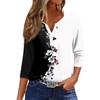 Жен. Футболка С принтом Пуговицы Рукав 3/4 Повседневные Выходные Мода Классический Классический V-образный вырез Обычный Верх