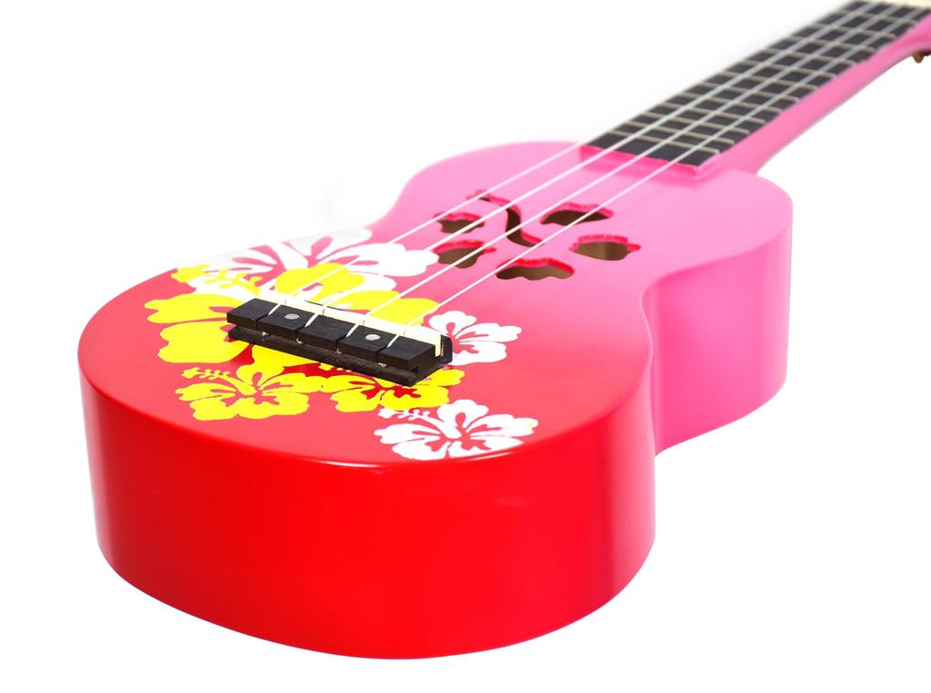 MAHALO сопрано УКУЛЕЛЕ Дизайнерская серия Hibiscus MD1 HB Red Burst