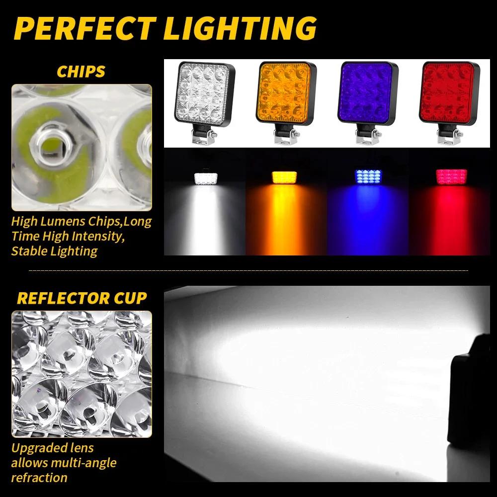 4 шт. 12 В светодиодная панель 48 Вт мини светодиодный рабочий фонарь внедорожный прожектор для Jeep Truck 4X4 внедорожник ATV Barra светодиодные фары