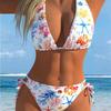 1011 new European and American bikini sexy halter print tether women's bikini swimsuit