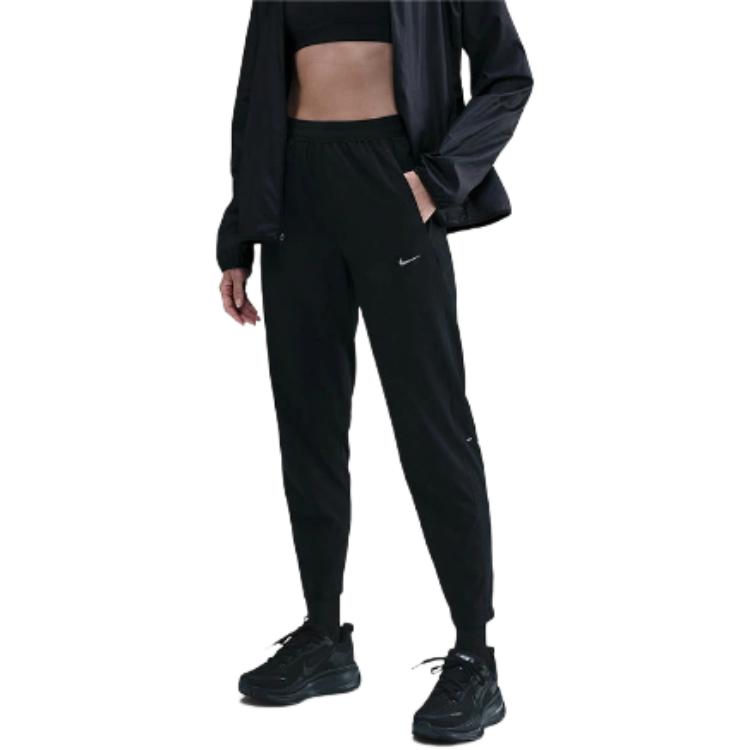 Nike Спортивные брюки для женщин, вязаные, однотонные, с эластичными боковыми карманами, технология Dri-Fit, низ HV5765-010