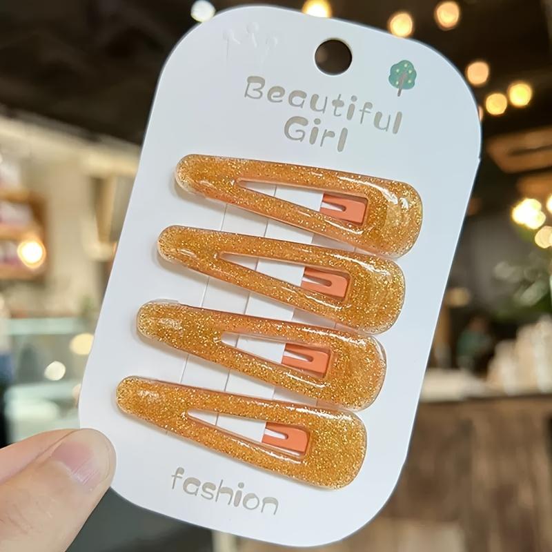 4 шт./набор Блестящие акриловые заколки для волос - нежные и не повреждающие волосы аксессуары для волос в стиле принцессы для девочек