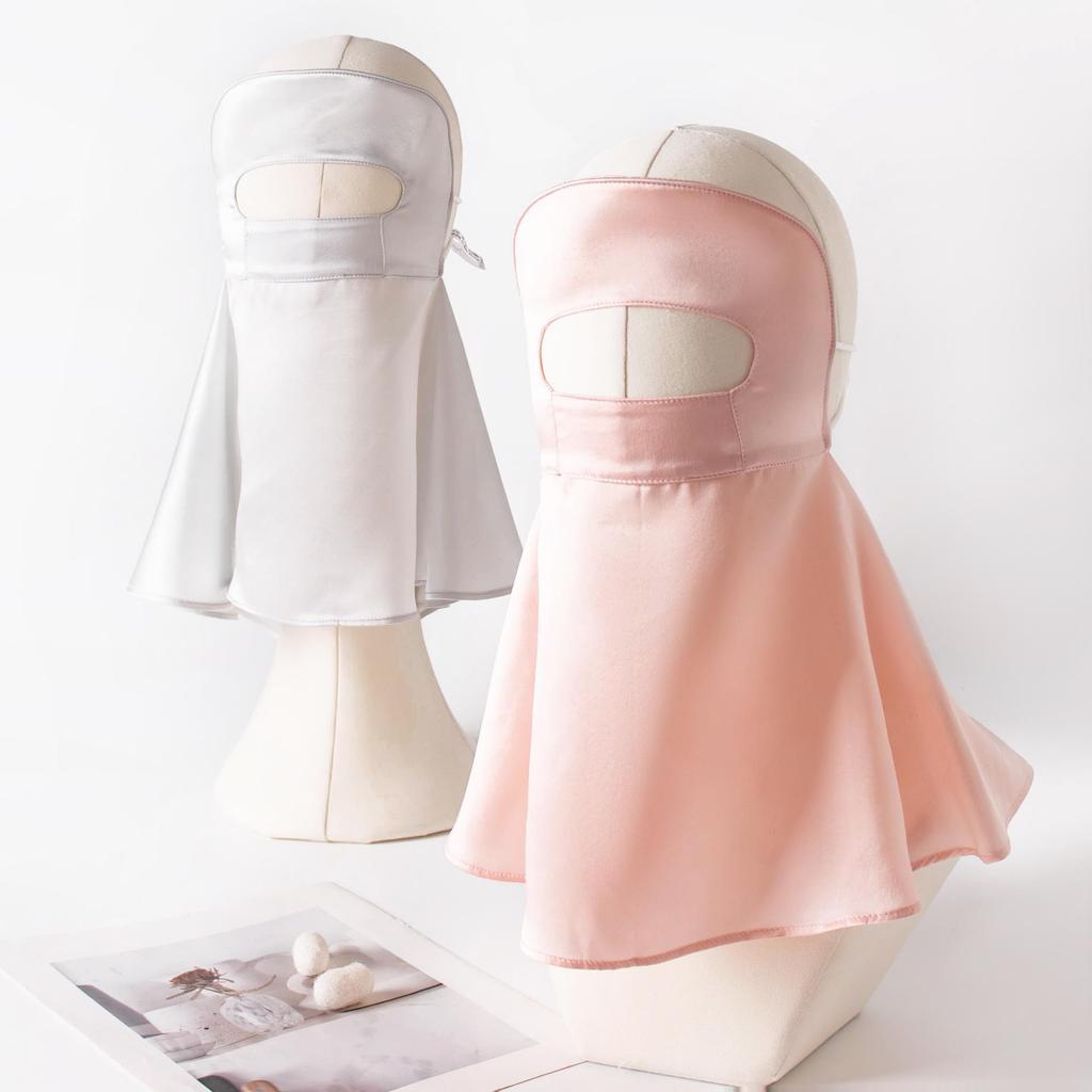 2025 Шелковая маска от солнца фейскини: Маска из шелка тутового дерева для полной защиты лица и шеи от УФ-лучей