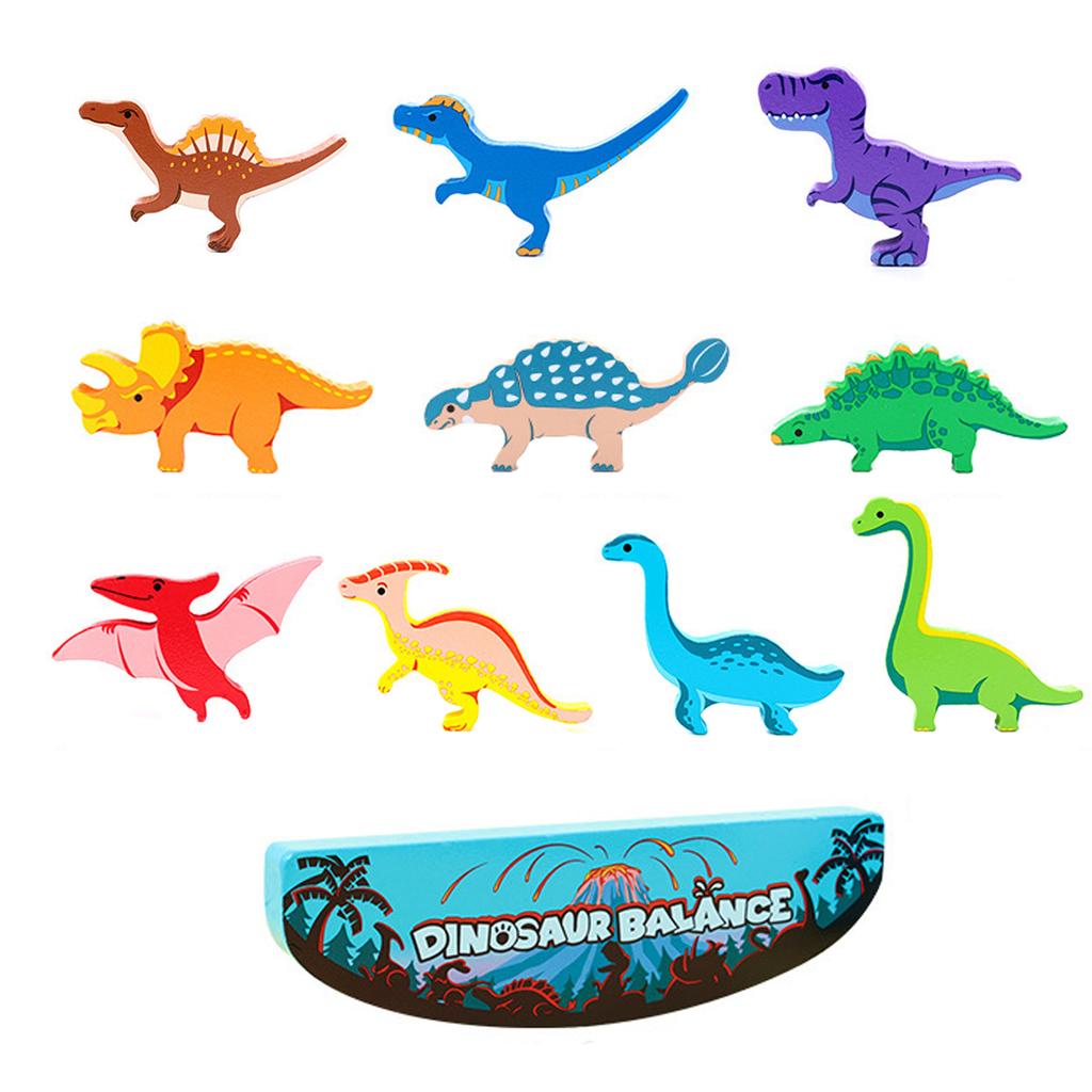 Happy Stacking Dinosaurs, 6 Piece Wooden Stacking Toy For Toddlers, Colorful Dinosaur Balancing Activity Toy, Improves Fine Motor Skills And Dexterity