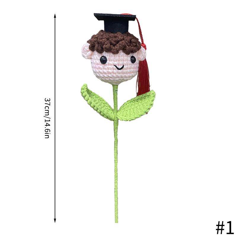 Graduation Season Doctoral Hat Finished Hand Woven Flowers Graduation Bouquet Friend Graduation Gift Mini Graduation Flower Doll