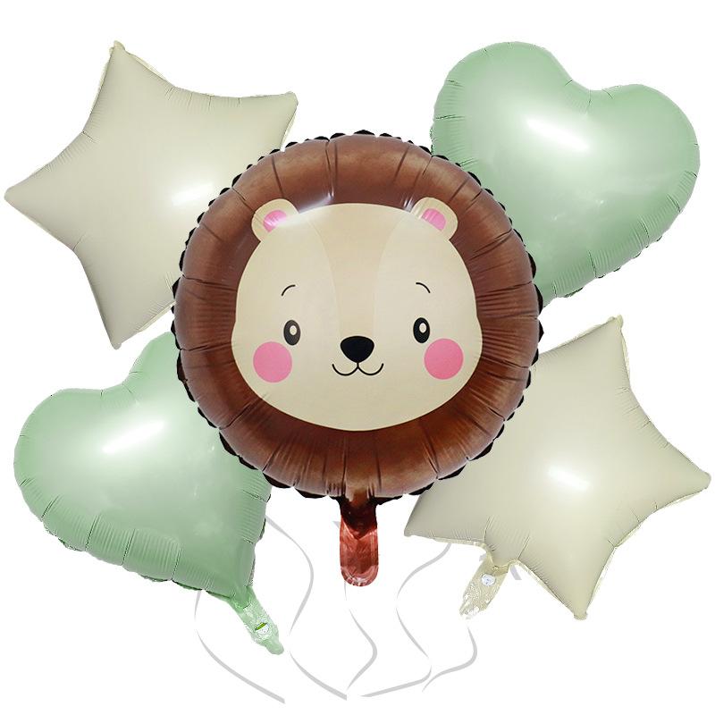 Крем Милый Ветер Животное 5-предметный Набор Корова Олень Красная Буква Набор Воздушных Шаров из Алюминиевой Фольги Украшение для Детской Вечеринки по Случаю Дня Рождения