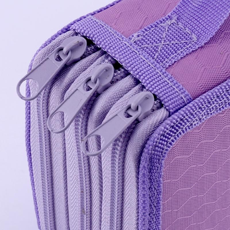 High Quality Custom 3-Layer Canvas Pencil Case with Portable Handles Large Capacity Art Supplies Bag in Multiple Colors