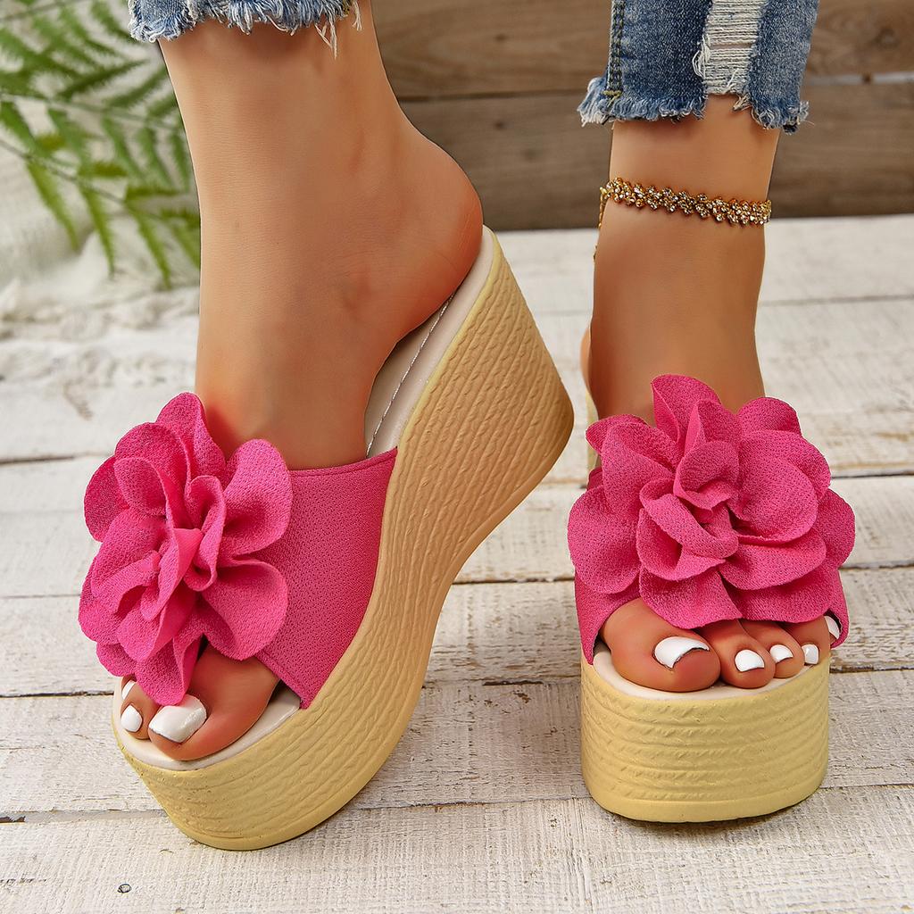 Aphixta Green Baby Pink Новые 3,54-дюймовые туфли на танкетке с аппликациями и цветами на платформе для женщин