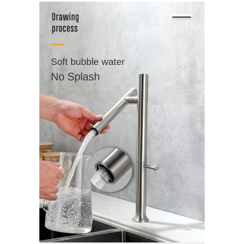 Смеситель для кухни из нержавеющей стали, смеситель для кухонной раковины с двойным управлением, матовый, для холодной и горячей воды, смеситель для раковины с овощами