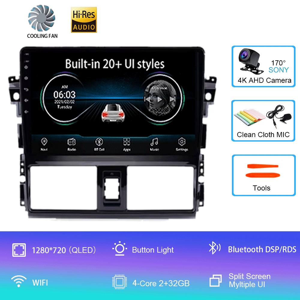 Android 14 для TOYOTA VIOS YARIS 2013 2014 2015 2016 Мультимедийный видеоплеер Автомобильный радиоприемник GPS-навигация БЕЗ DVD 2 Din Carplay Новый