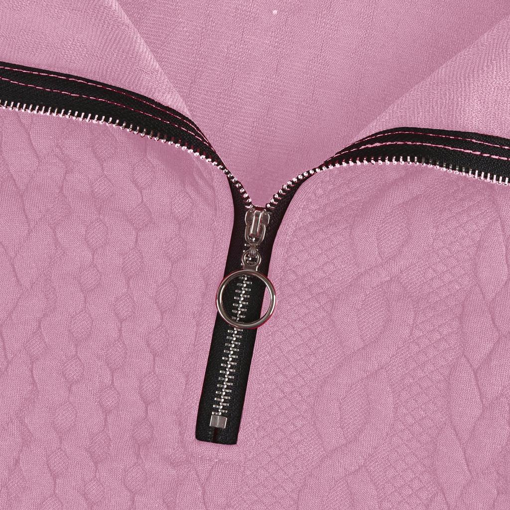 Women's Fashion Casual Zipper V-Neck Loose Long Sleeve Solid Color Sweatshirt