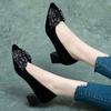 2024 Spring Korean Style Black Rhinestone Bow Pointed Toe Sheepskin Flats Women's Shoes