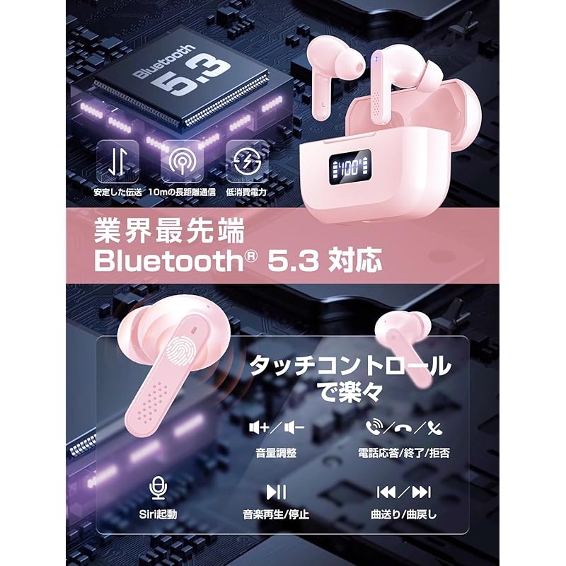 Wireless Earphones Earphones Bluetooth Bluetooth Small/lightweight Wireless Bluetooth5.3 Technology Automatic Pairing LED Display Remaining Capacity