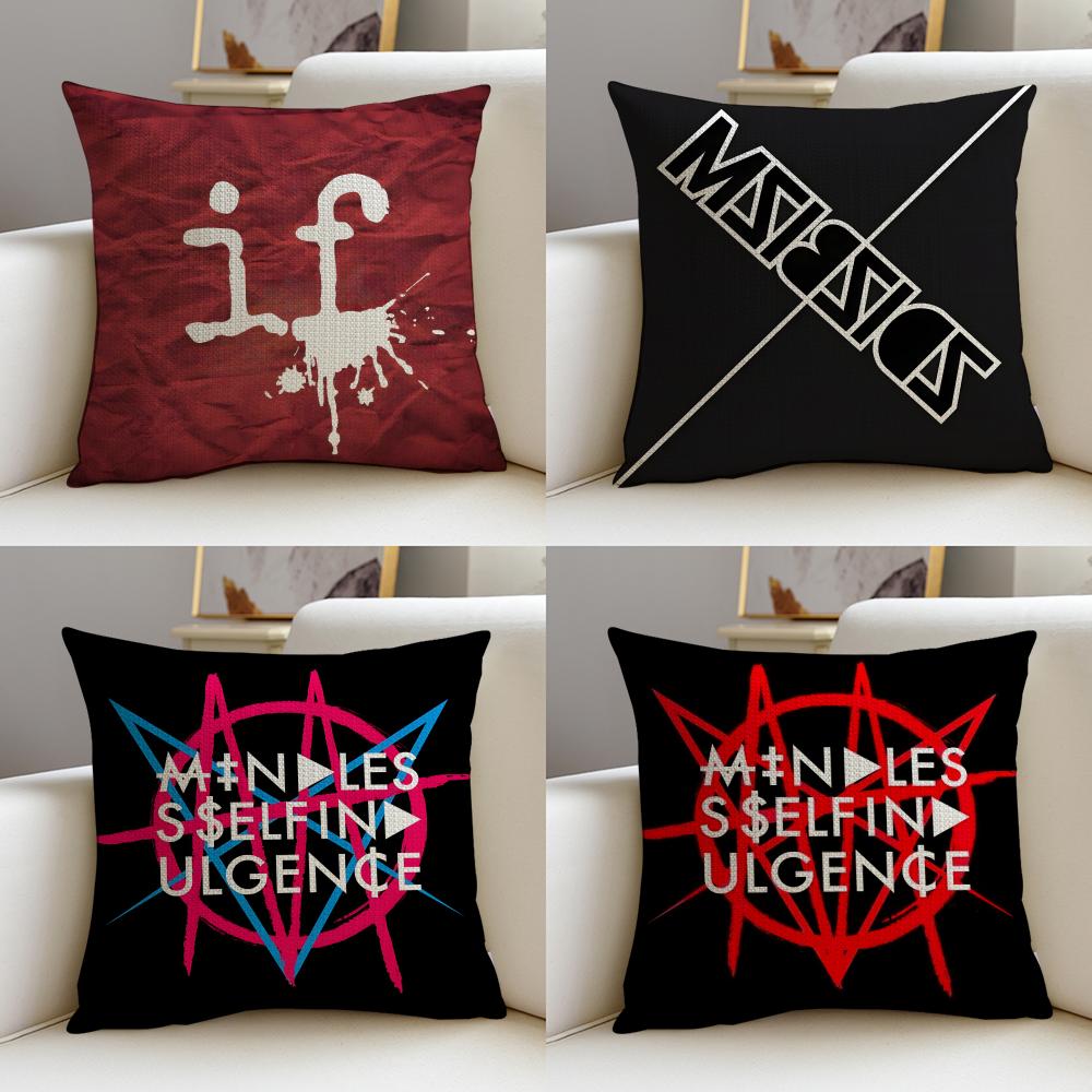 Edgy Mindless Self IndulgenceS Cushion Cover Breathable and skin friendly linen pillowcase square removable and washable cushion