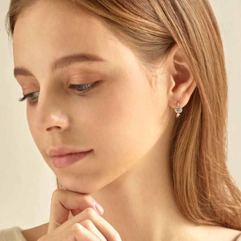 Ювелирные изделия ELLE 14K Роскошные круглые серьги с кубическим цирконием, застежка одним касанием (Золотой пин) ELGPEE401