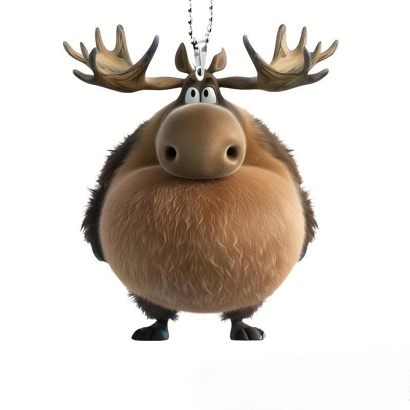 Милый лось 2D акриловый подвесной орнамент для автомобильного зеркала, украшение для нескольких брелков и сумок, рождественские украшения