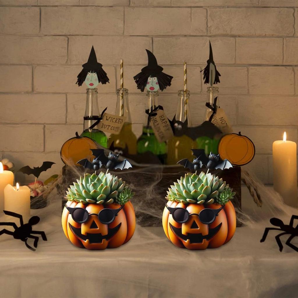 Halloween Pumpkin Planter Ornament Personalized Funny Halloween Decoration Resin Pumpkin Decor Thanksgiving Decorations Fall Decorations For Home