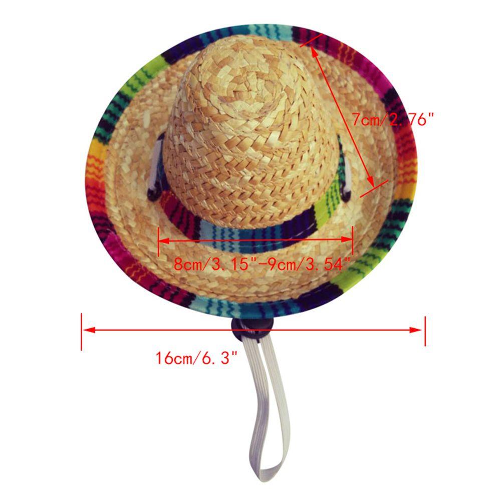 Puppy Cat Straw Woven Sun Hat Cap Mexican Sombrero Cute Adjustable Dogs Costume Pet Supplies
