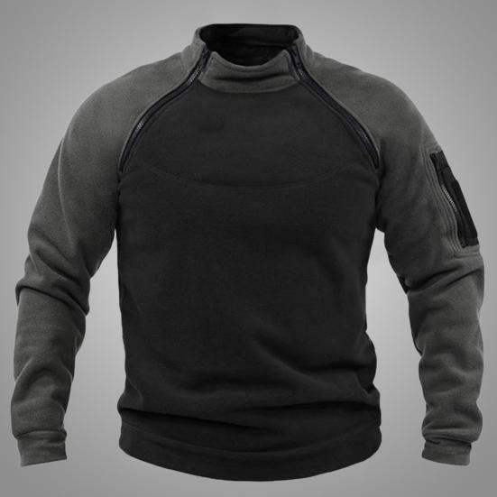 Мужская толстовка в стиле пэчворк с ретро-воротником-стойкой, декором из молнии, контрастного цвета, пуловер Slim