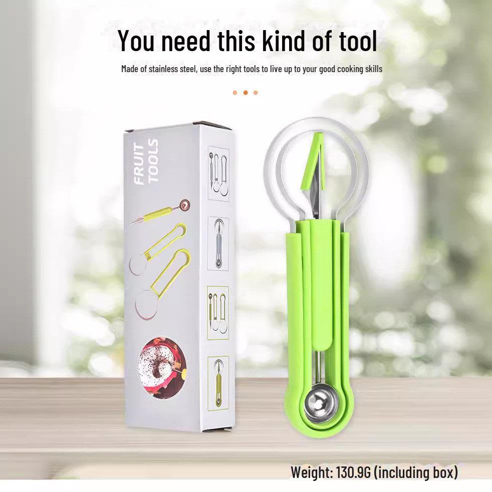 Набор ножей для карвинга по арбузу из нержавеющей стали с двусторонней ложкой для фруктовых шариков