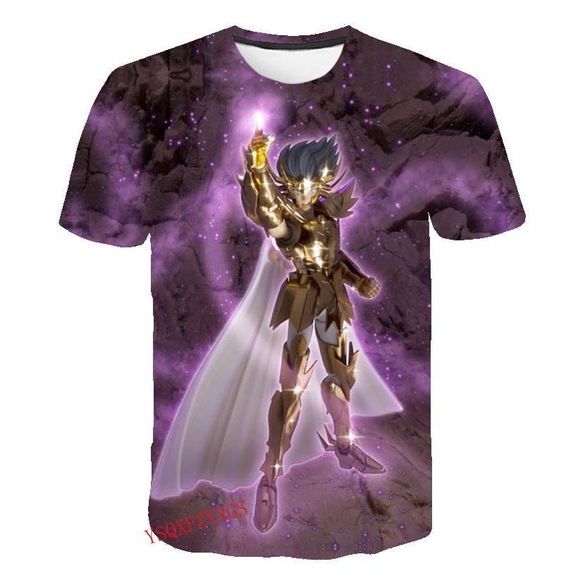 Летняя золотая футболка Saint Fighter с принтом 3D Harajuku HD для мужчин, с круглым вырезом и коротким рукавом, детская модная футболка с рисунком, повседневный топ
