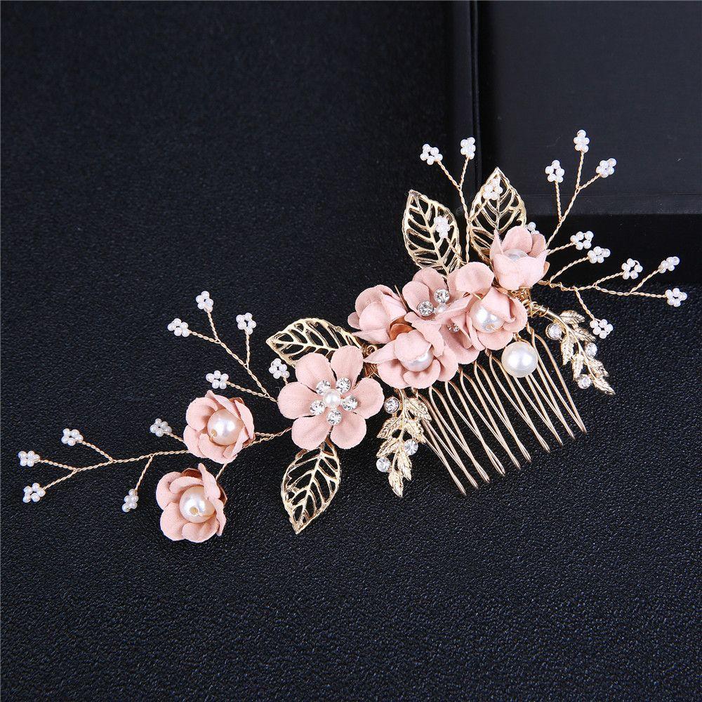 Bridesmaid Hair Jewelry Crystal Crown Flower Hair Pin Leaves Tiara Bridal Clips Hair Combs
