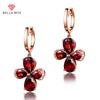 Модные рубиновые серьги для женщин, ювелирные изделия в корейском стиле, серьги в форме счастливого клевера цвета розового золота