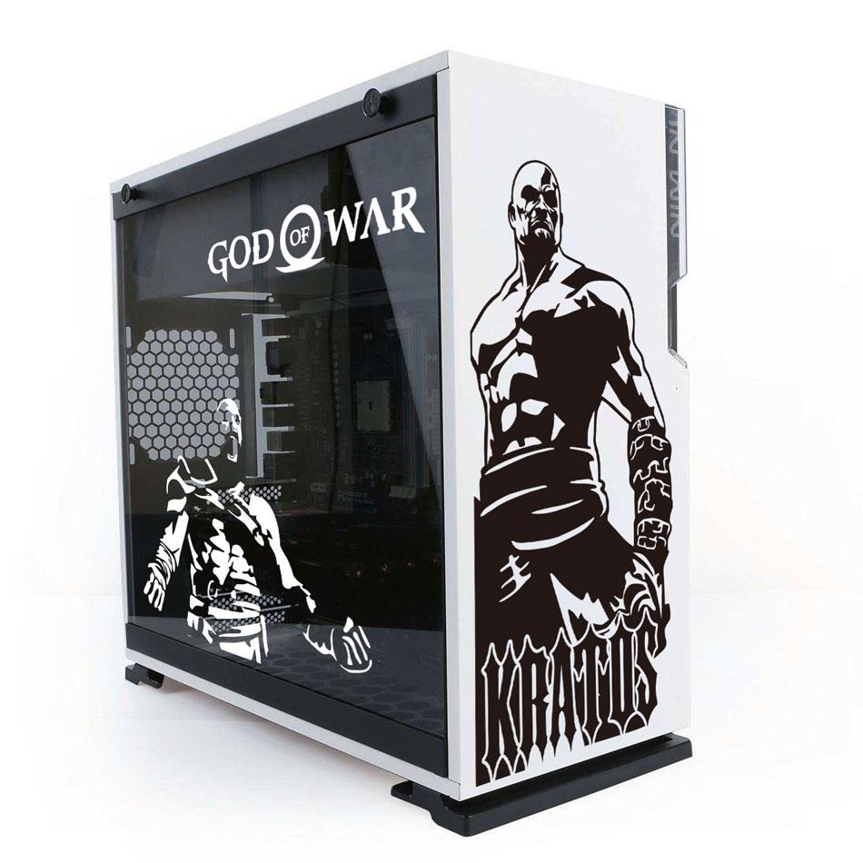 Виниловые наклейки Kratos для корпуса ПК ATX, Водонепроницаемые декоративные наклейки с индивидуальным дизайном для корпуса игрового компьютера, Вырезанная наклейка