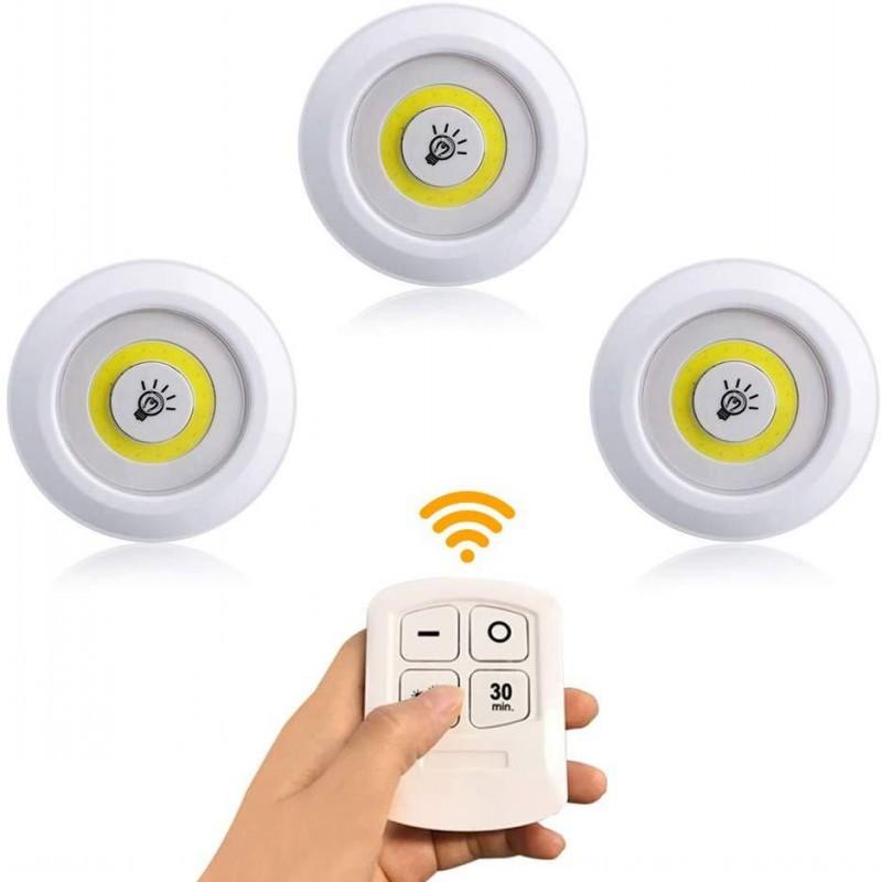Яркий светильник Cob Under Cabinet Light 3W LED Wireless Remote Control Dimmable Wardrobe Night Lamp Home Bedroom Closet Kitchen