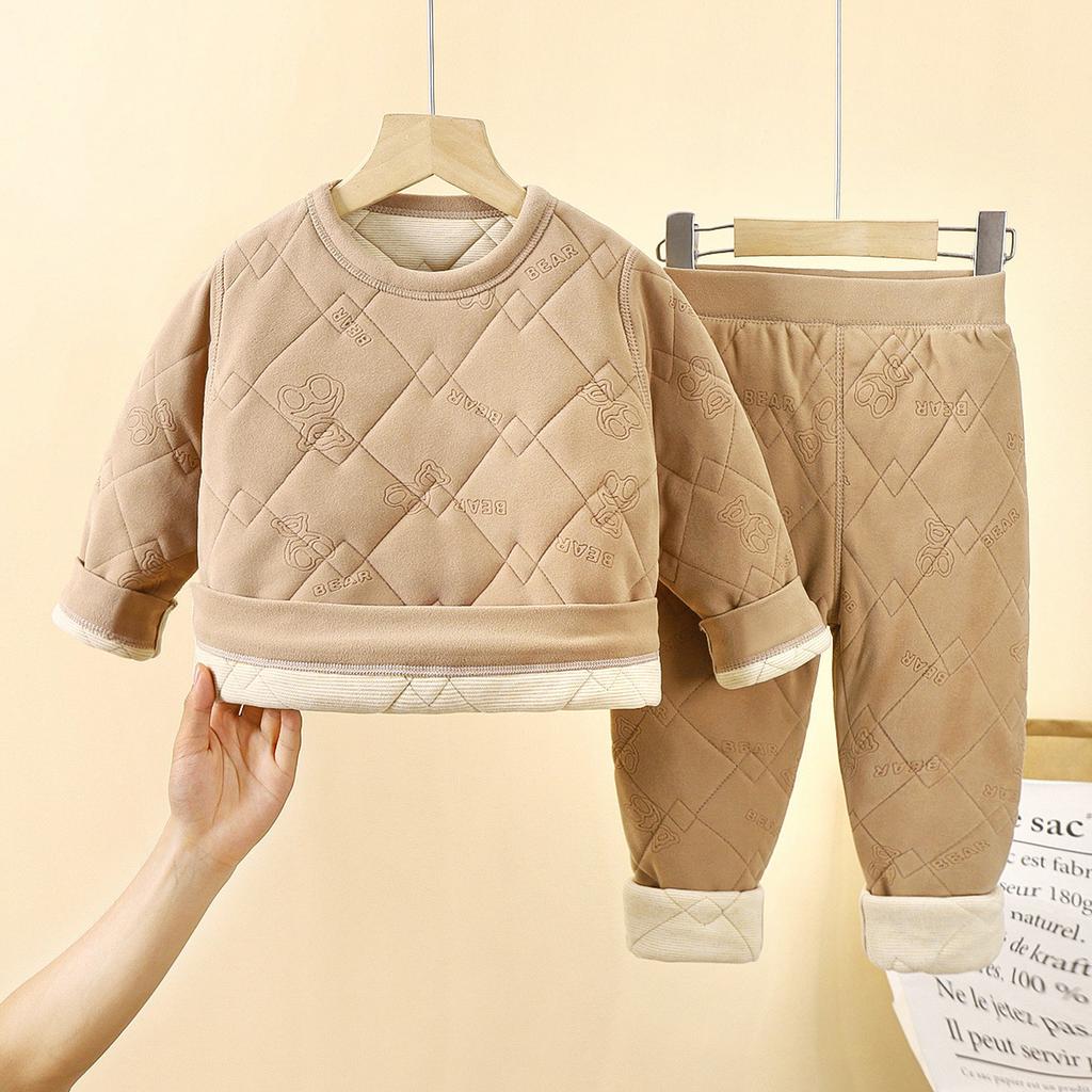 Детский артефакт школьной формы Осень-Зима Трехслойная стеганая хлопковая куртка для мальчиков с толстой велюровой подкладкой и хлопковая куртка для девочек