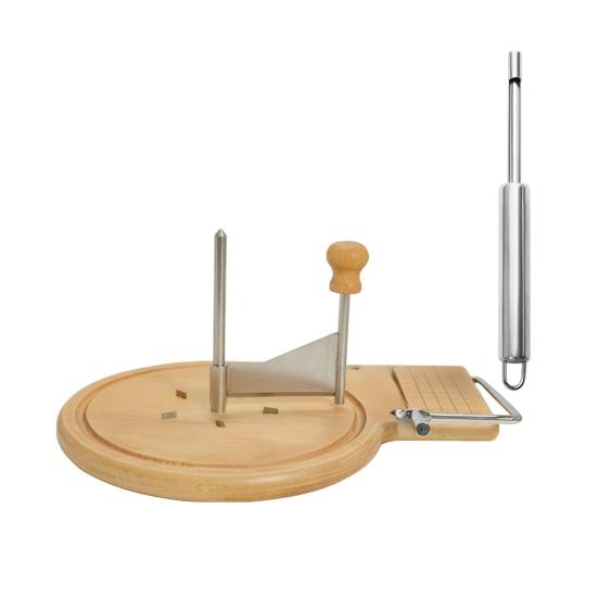 Cheese Curler Wheel Slicer Stainless Steel Cheese Shaver Cutter Hard Cheese Chocolate Beech Wood Base