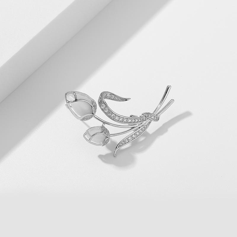 Брошь Тюльпан в корейском стиле с камнем «кошачий глаз»: Трендовая, Элегантная, Универсальная булавка-корсаж для женщин