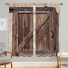 2Pcs Vintage Barn Door Curtains Rustic Wood Grain Print Drapes Living Room Bedroom Decor Curtains Farmhouse Style Curtains