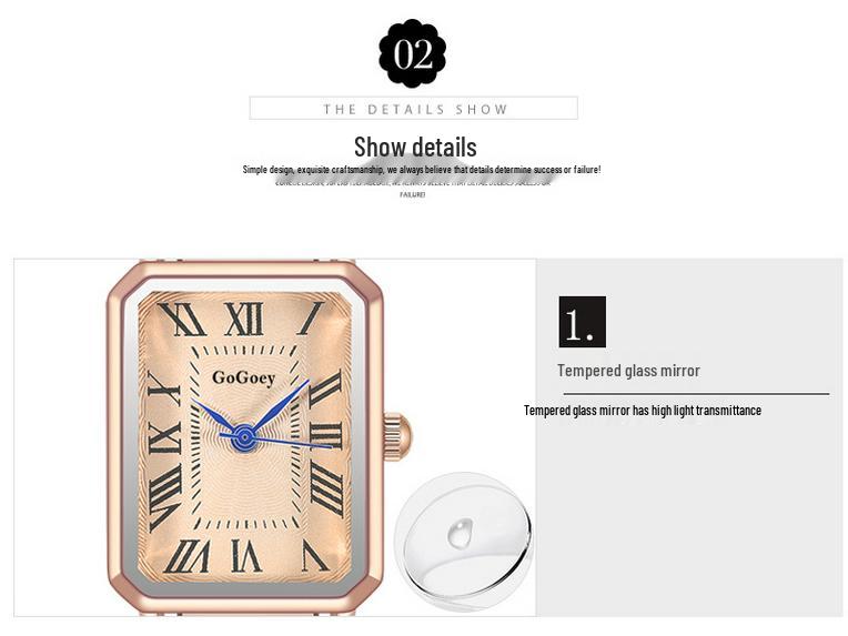 Женские водонепроницаемые прямоугольные часы - Корейский стиль, трендовые и популярные в TikTok