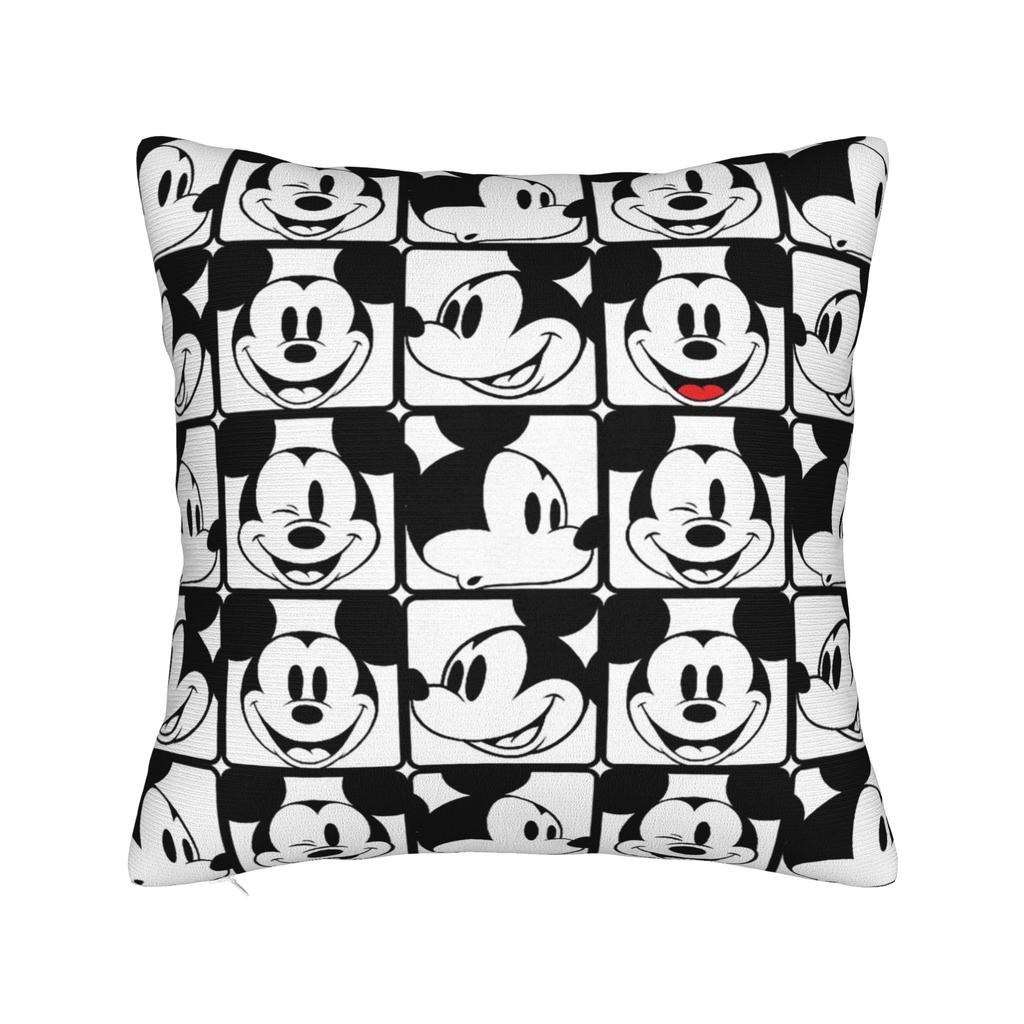 Mickey and Minnie Mouse Pillowcase Polyester Cushion Cover Gift Cute Cartoon Throw Pillow Case Cover Seater Zippered 45*45cm