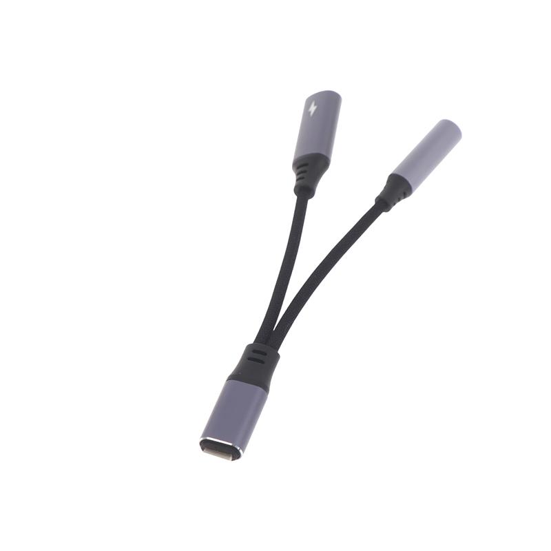 2-в-1 USB-C на 3,5 мм Адаптер для наушников и зарядки PD 60 Вт Кабель для быстрой зарядки Адаптер с разъемом Aux для мобильного телефона Pad