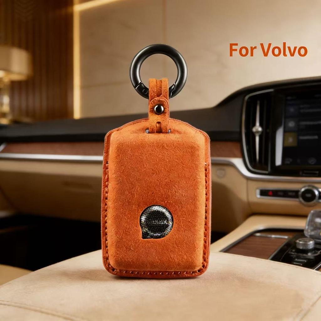 from Italy suede Car Key Case Cover For Volvo S60 S90 XC40 XC60 XC90 V60 V90 T6 T8 Car Keychain Protector Shell Accessories