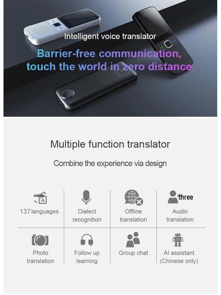 T10 Smart Voice Translator with Offline Support for 14 Countries, 138 Languages, WiFi, Photo & Recording Features.