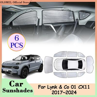 Солнцезащитные шторки с полным покрытием для Geely Lynk & Co 01 CX11 2017~2024, задние окна автомобиля, козырьки для боковых лобовых стекол, шторы с защитой от УФ-излучения, аксессуары