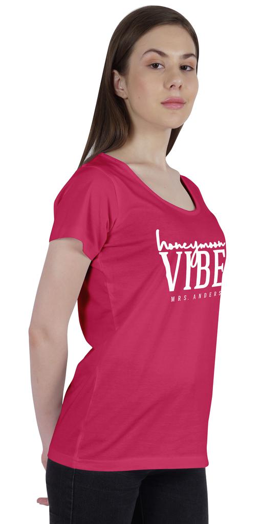 Inkdotpot Personalized Womens Tshirt Top Honeymoon Vibes Mrs  Wedding  Announcement