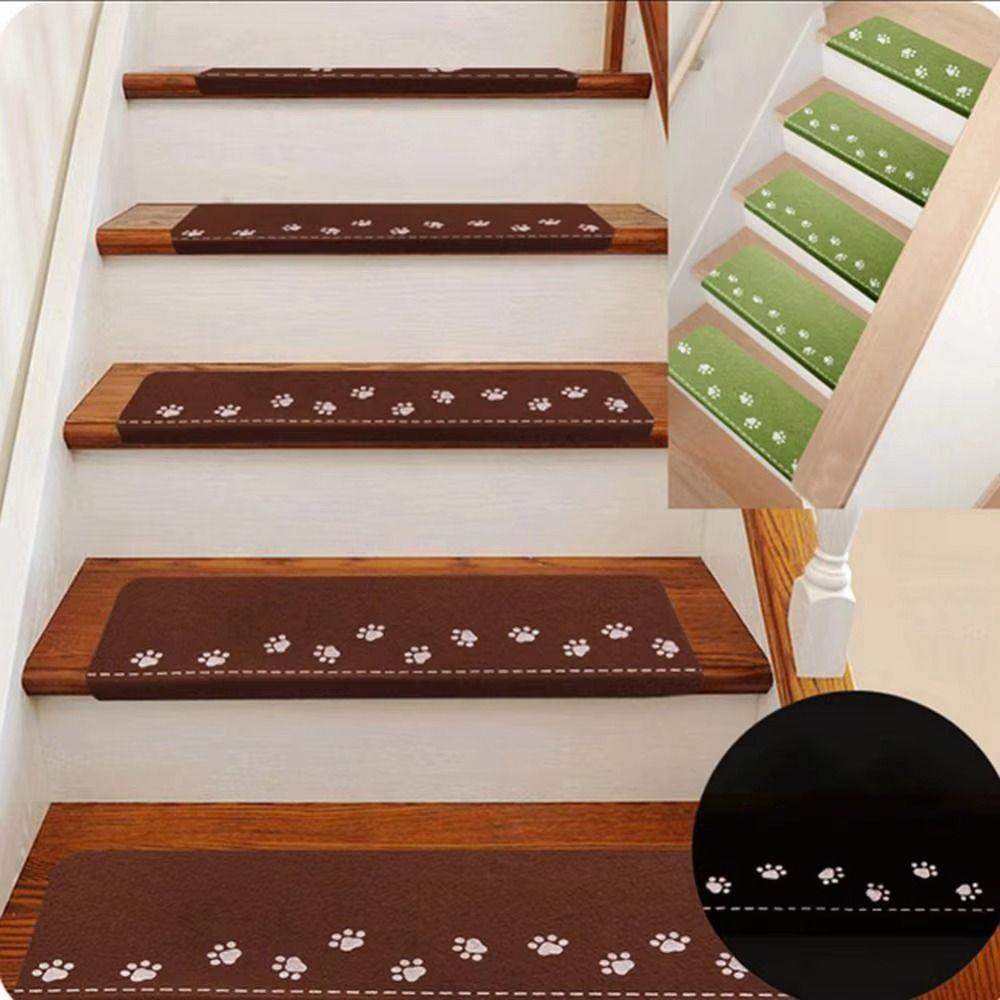 Cute Self Adhesive Luminous Bear Claw Stair Mat Washable Water Absorbing Stair Step Mat Safety Mute Step Rug Carpet Stair