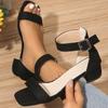 Женские сандалии 2024 года, новые летние женские босоножки на высоком каблуке, модные туфли с пряжкой, повседневная обувь с открытым носком на танкетке, женские сандалии больших размеров