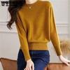 Spring and Autumn Women's Long Sleeve Solid Color Knitted Sweater Round Neck Sweater Autumn and Winter