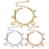 Titanium Steel Multi-Layer Bracelet Female with Hearts Round Beads Adjustable Bracelet