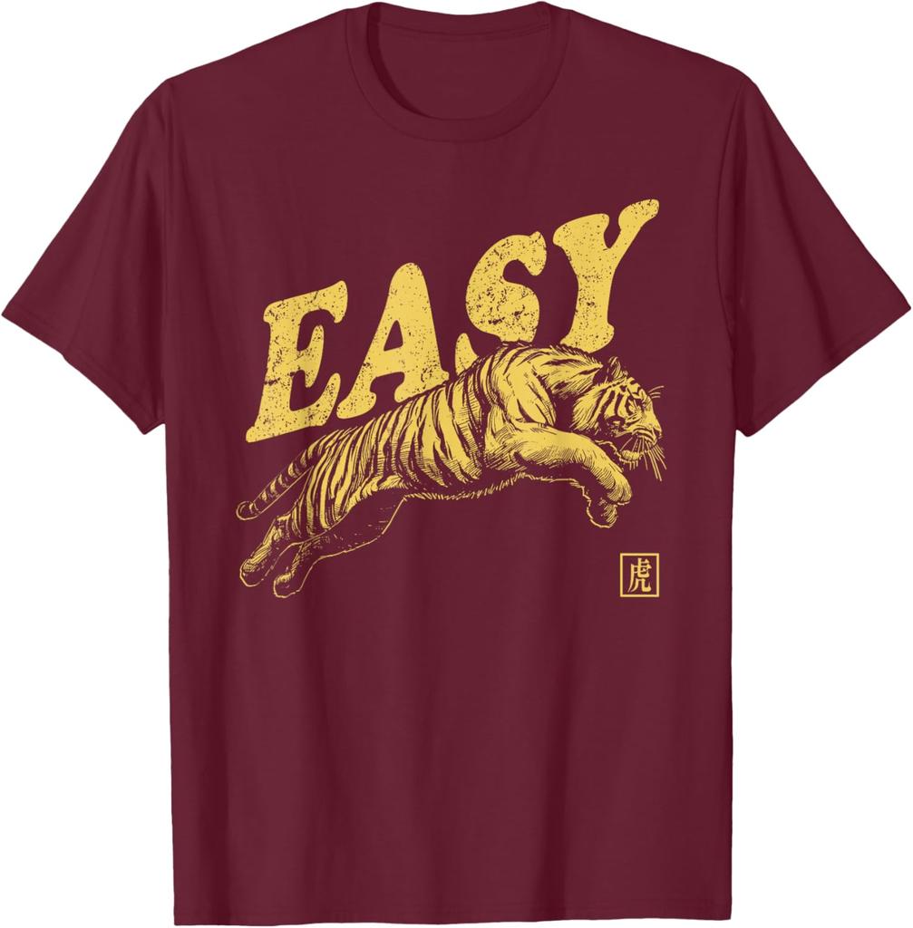 Мужская повседневная хлопковая футболка с графическим принтом Easy Tiger, ретро-стиль с эффектом потертости